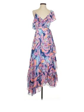 Lily Pulitzer Floral Wrap Maxi Dress in Pink & Blue